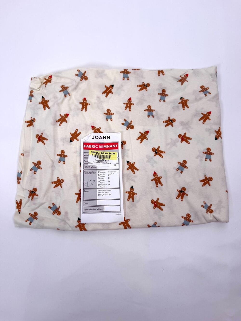 Joann Gingerbread Men Christmas Fabric 100% Cotton Holiday 1 Yard 36x57
